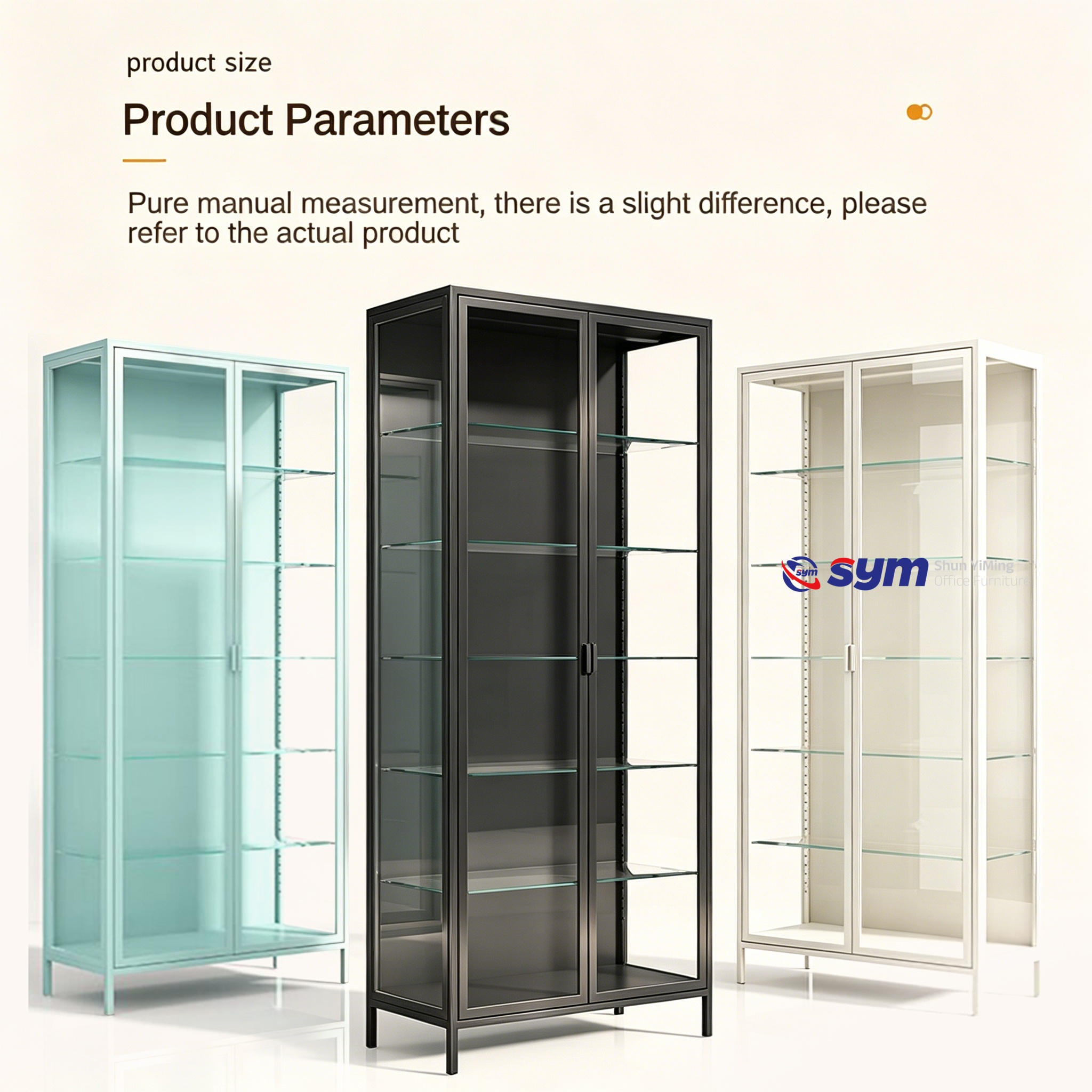 High Load Bearing Glass Display Cabinet with Metal Frame, Sturdy Action Figure Showcase with Adjustable Hardware