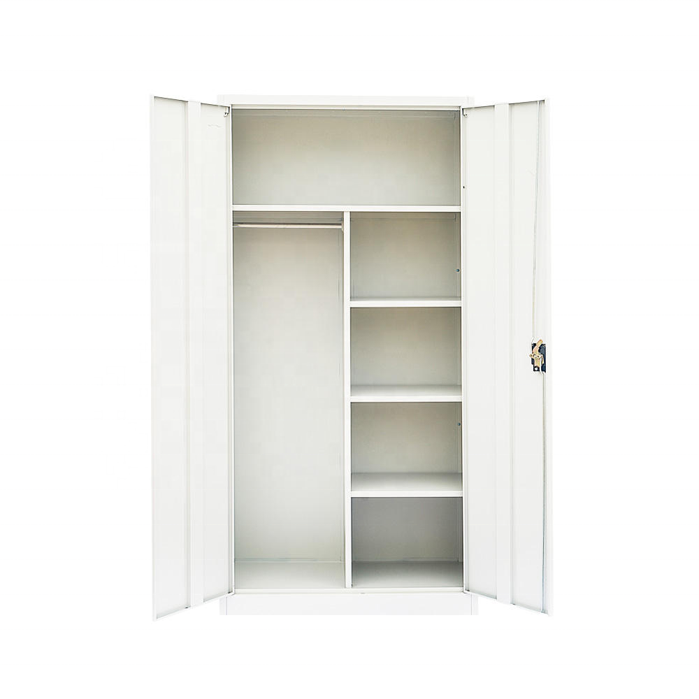 Modern Lockable 2-Door Steel Storage Locker Cabinet Metal Wardrobe for School Office Bedroom Hotel or Gym Use