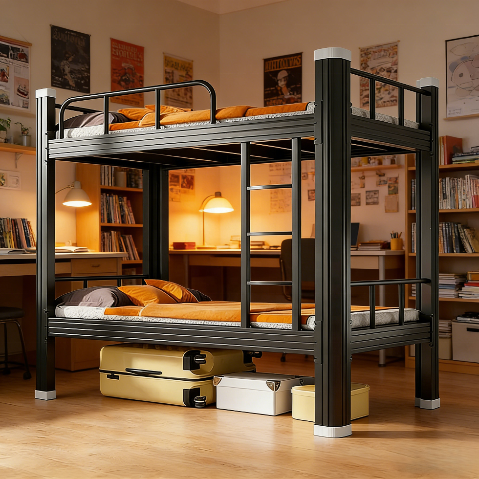 Premium Custom Steel Double Bunk Bed for Adults, Reinforced Heavy-Duty Frame for Long-Lasting Use in Dormitory or Apartment