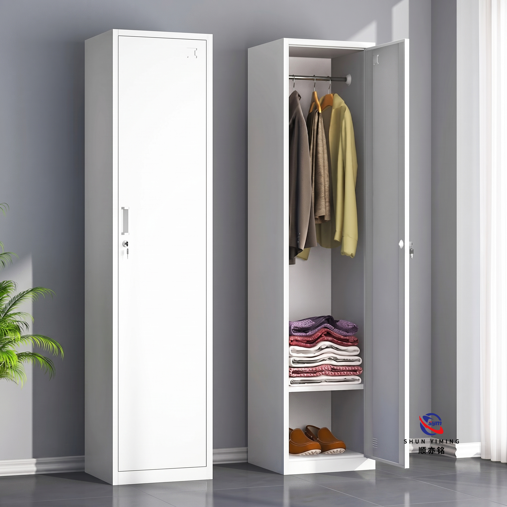Professional Powder Coated Steel Storage Locker, Rust-resistant Metal Wardrobe for Swimming Pool & Gym Use