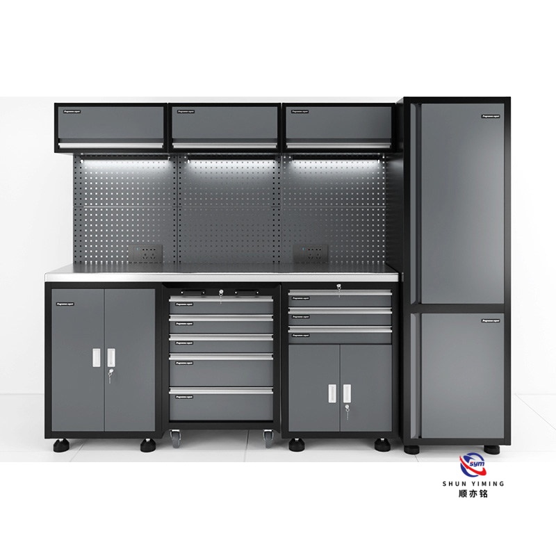 All-in-one Combined Tool Station, Heavy Duty Steel Workbench with Air Compressor Port & Tool Organizer