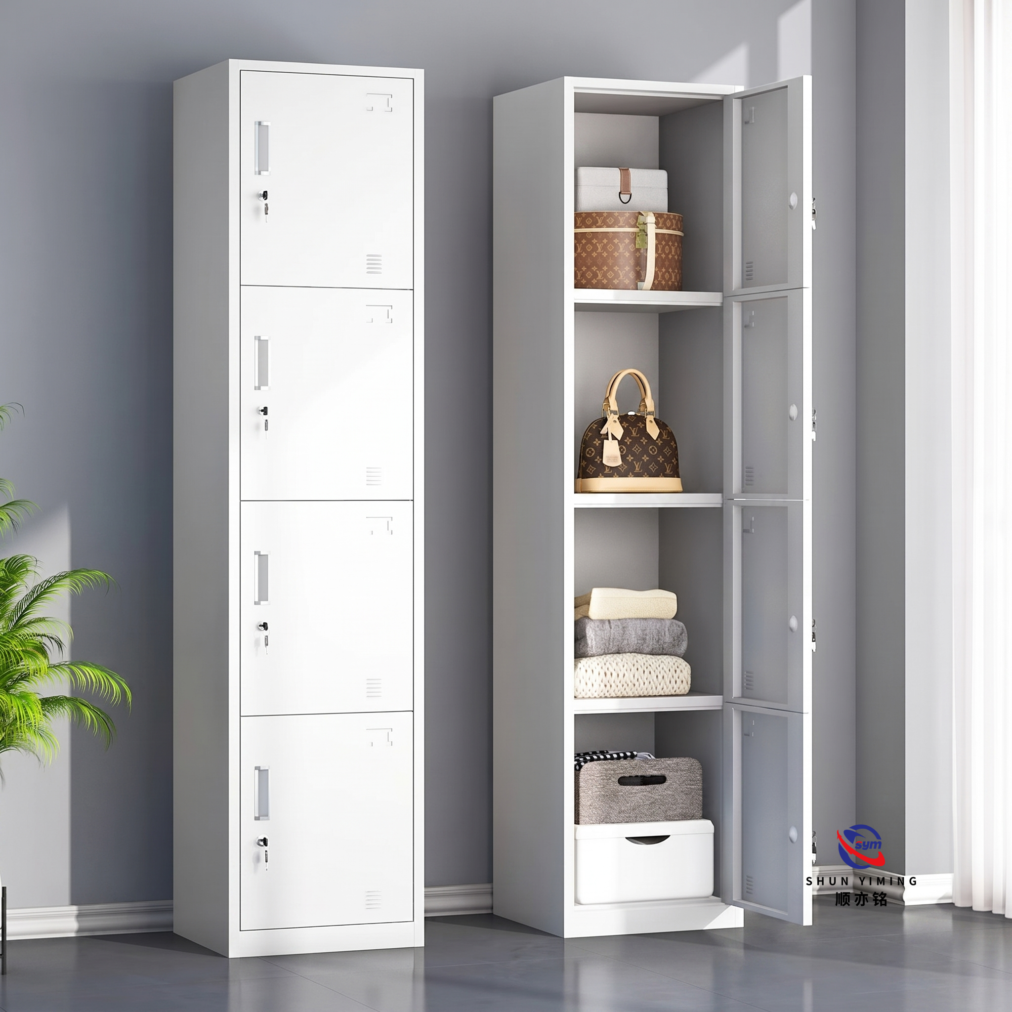 Flat Packed Steel Storage Locker, Space Saving Metal Wardrobe with Clear Installation Guide for B2B Buyer