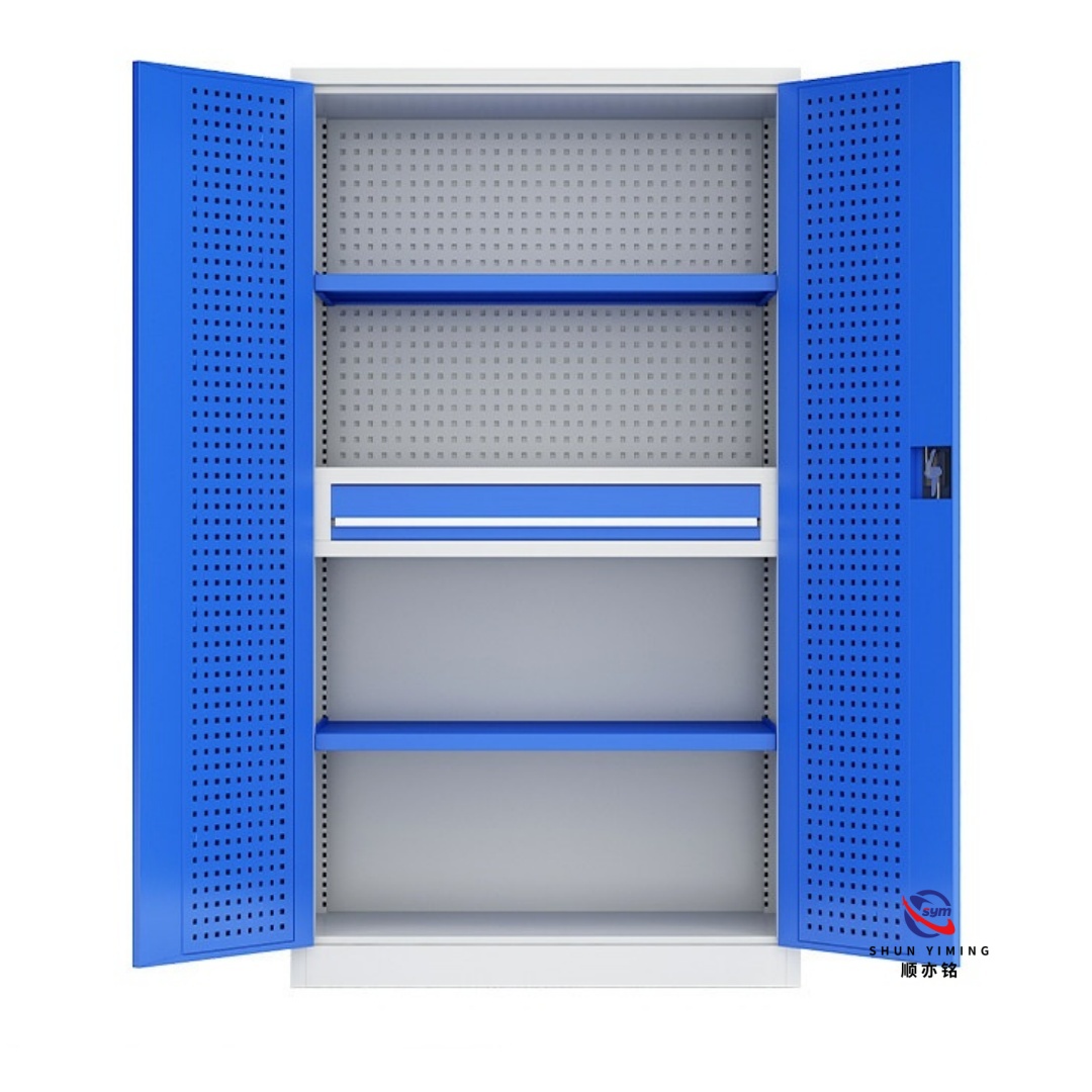 Multi-functional Pegboard Metal Tool Cabinet, Heavy Duty Steel Garage Storage Chest with 4 Drawers for Mechanics