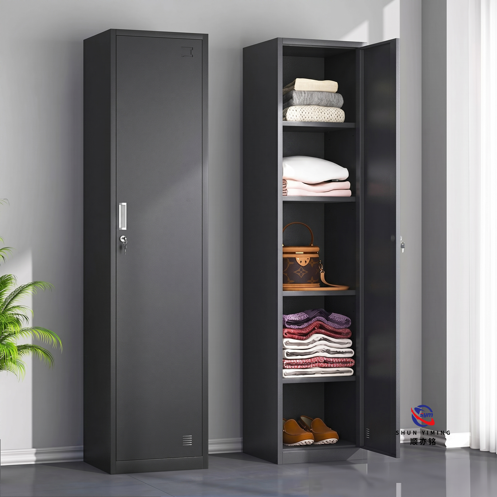 High Density Loading Steel Locker, Cost-effective Metal Wardrobe Solution for Large Volume Project Sales -  4 Layers