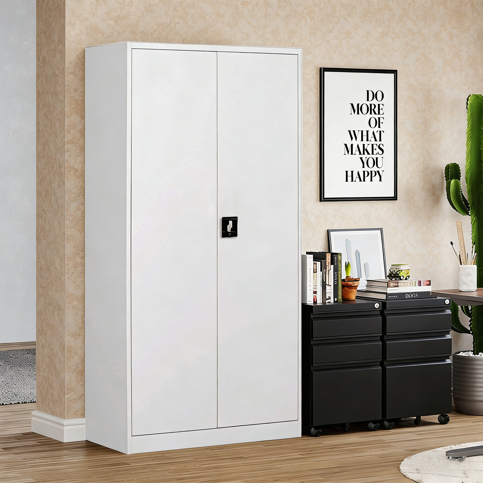 Modern 2-Door Steel Storage Wardrobe Versatile Home Furniture for Bedroom Kitchen or Office Storage Solutions