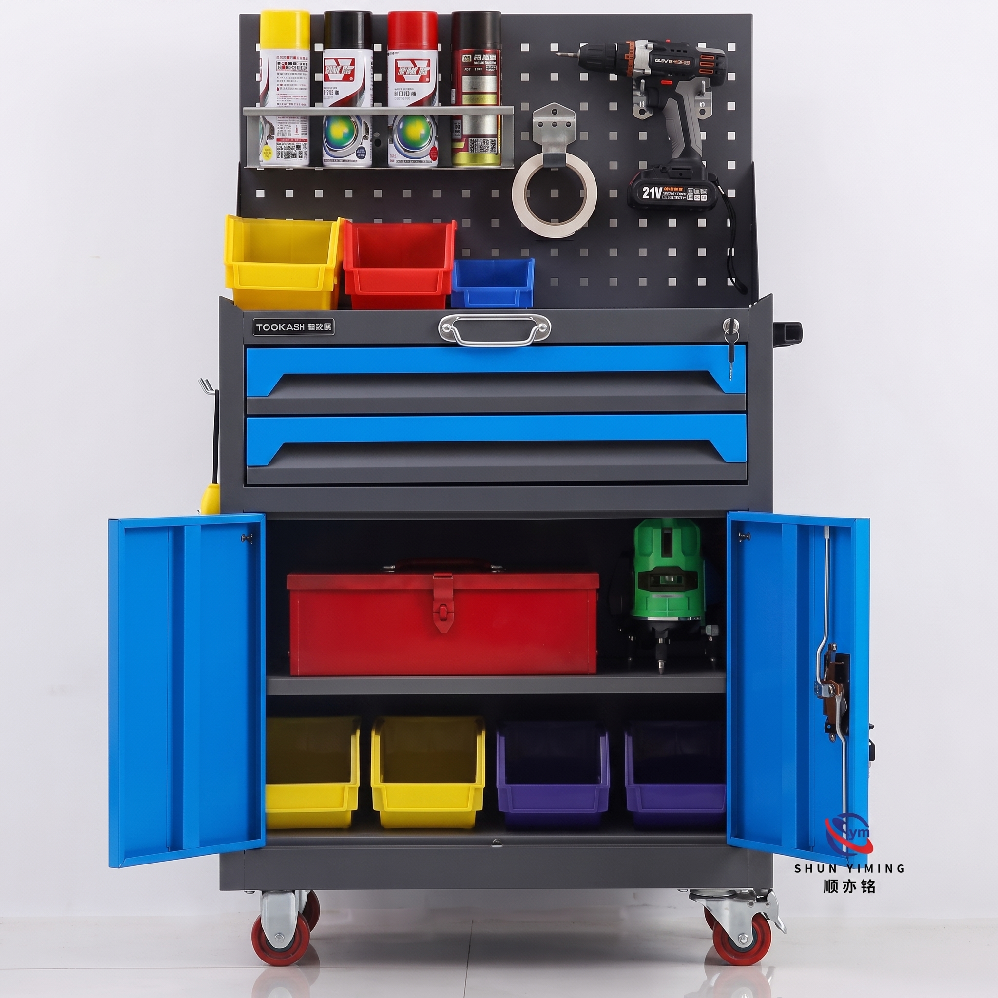 Top Rated Heavy Duty Steel Tool Cabinet, Rolling Metal Mobile Trolley with High Loading Capacity for Factory