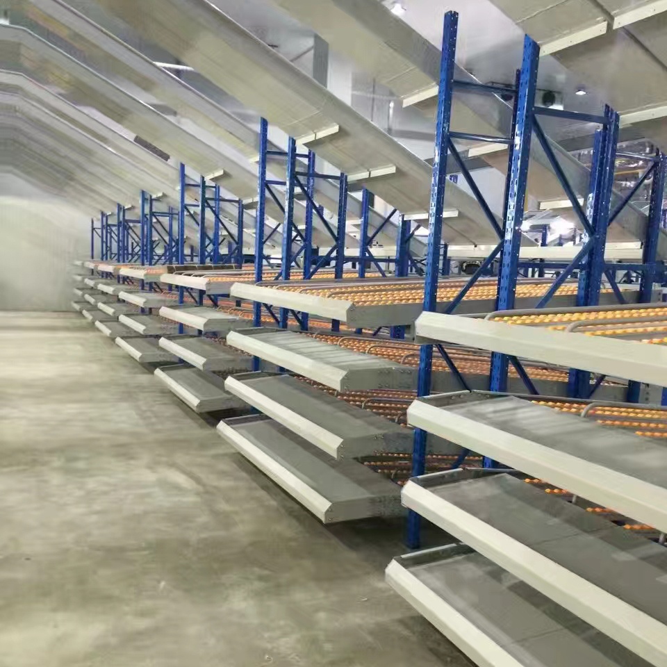 Guichang Heavy-duty Customizable Warehousing Fluent Strip Shelf Sliding Roller Shelf First-in First-out Fluent Shelf