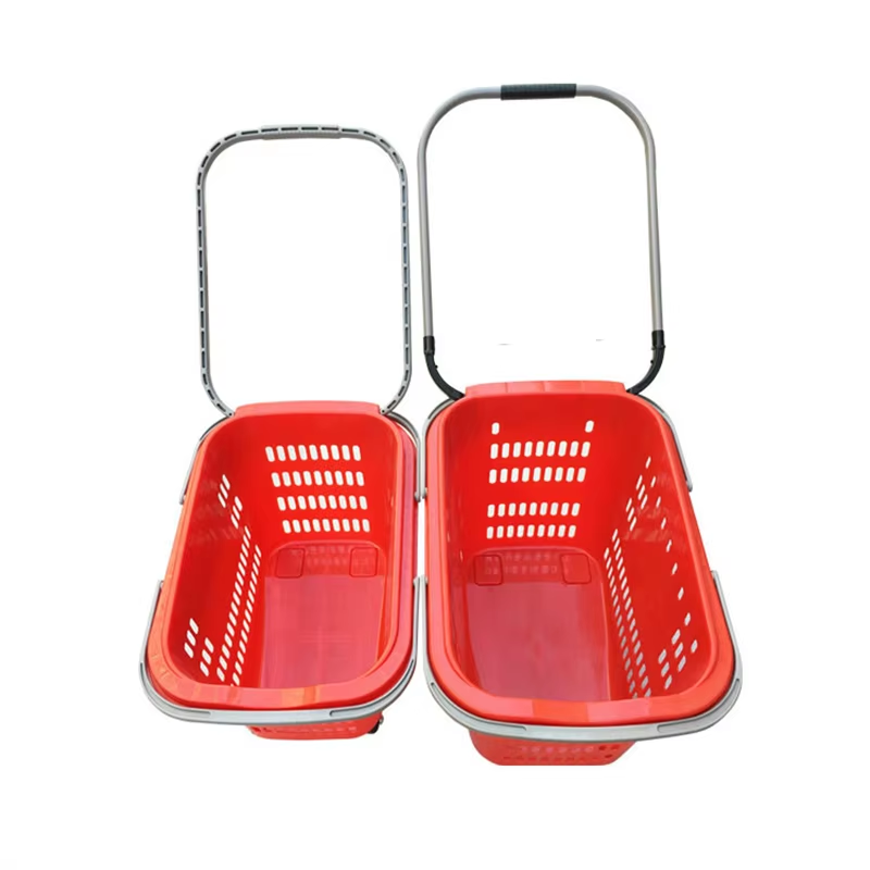 Guichang Supermarket dual-purpose shopping trailer Supermarket shopping basketshopping baskettrolley type plastic belt wheel