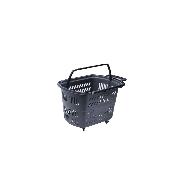 Guichang Four-wheeled Supermarket Railing Shopping Basket Portable Trolley  Plastic Large Shopping Blue Convenient Towing