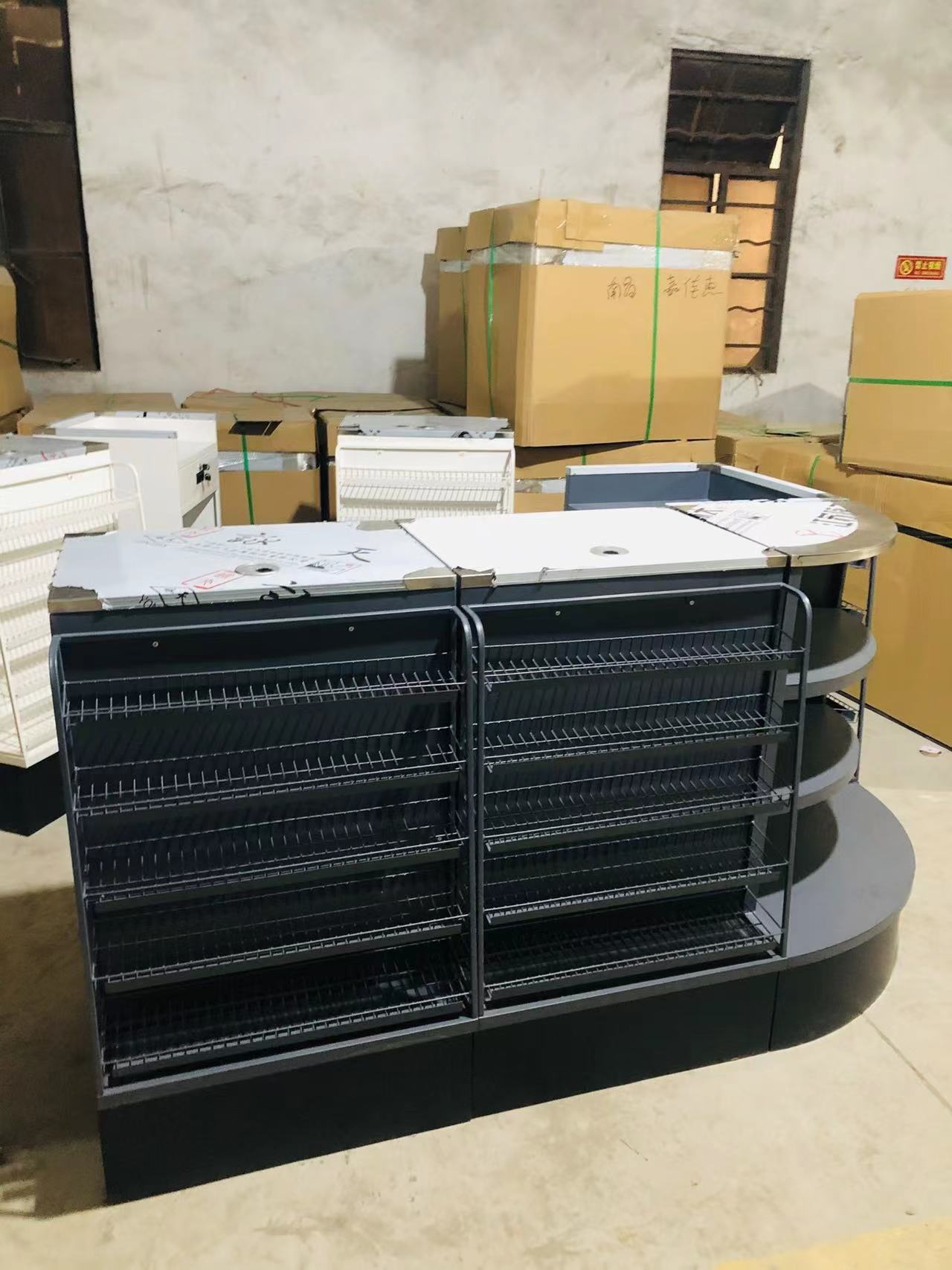 Guichang Metal Material Storage Rack Checkout Counter Candy Estantes Shelf Combination for Supermarket Use