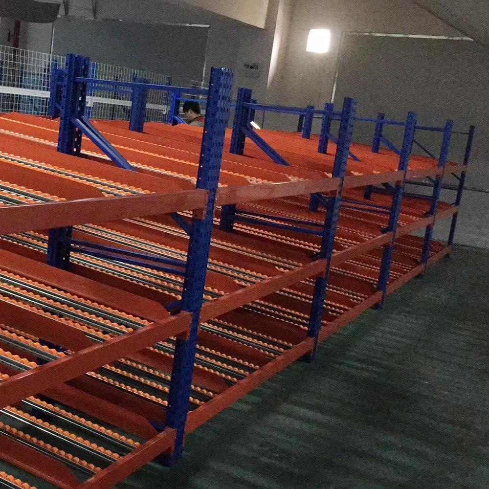Guichang Heavy-duty Customizable Warehousing Fluent Strip Shelf Sliding Roller Shelf First-in First-out Fluent Shelf