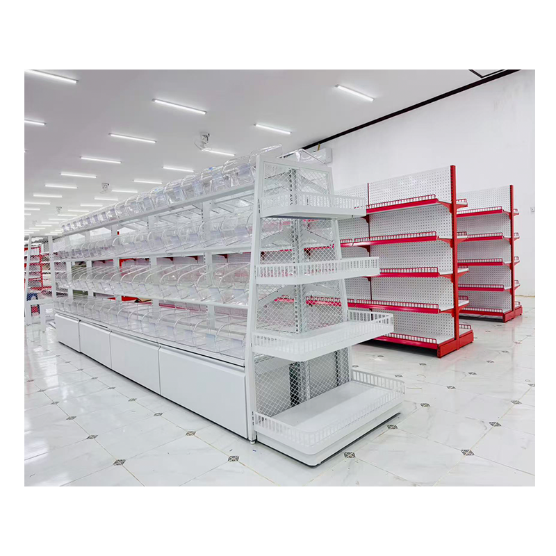 Gui Chang  Premium Custom Color Supermarket Island Gondola Shelf Multi-Tier Snack Retail Display Shelving