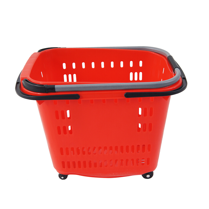 Multi Color Plastic Shopping Baskets with Ergonomic Handles Stackable Design for Supermarket Retail Store Use