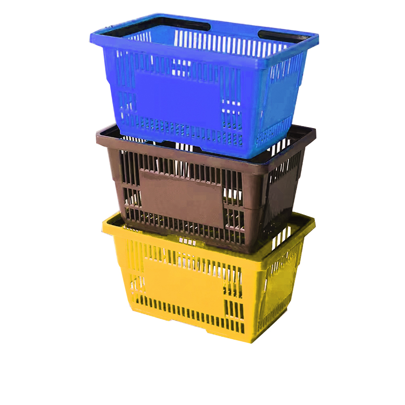 GuichangSnack Basket Plastic BasketMetal HandlePlastic Trolley Basket with WheelsThe Basket Is Thickened
