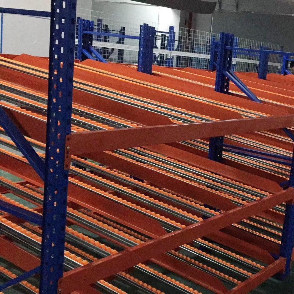 Guichang Heavy-duty Customizable Warehousing Fluent Strip Shelf Sliding Roller Shelf First-in First-out Fluent Shelf