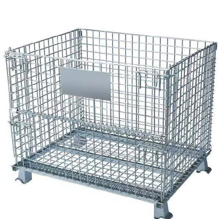 Guichang Storage Cage Folding Iron Frame Metal Turnover Box Warehouse Cage Express Sorting Basket with Wheels butterfly Cage War