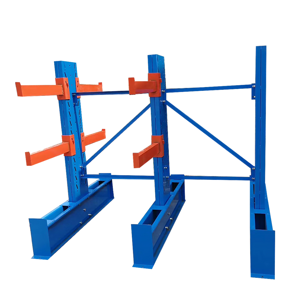 Wire Shelves Heavy Duty Steel Pipe Storage Long Arms Metallic Double Side Cantilever Racking