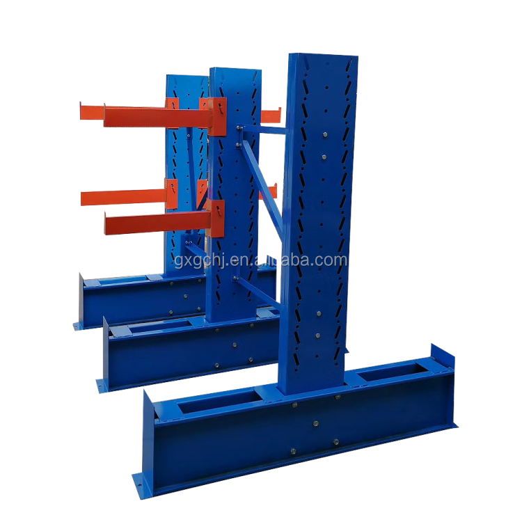 Wire Shelves Heavy Duty Steel Pipe Storage Long Arms Metallic Double Side Cantilever Racking