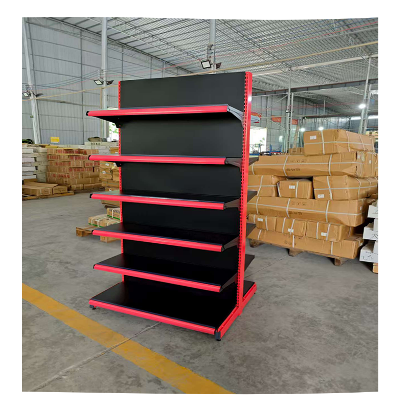 Wholesale Guichang Estantes Double-Sided Display Rack Shelf 4 Layers Black Q235 Steel Light Duty