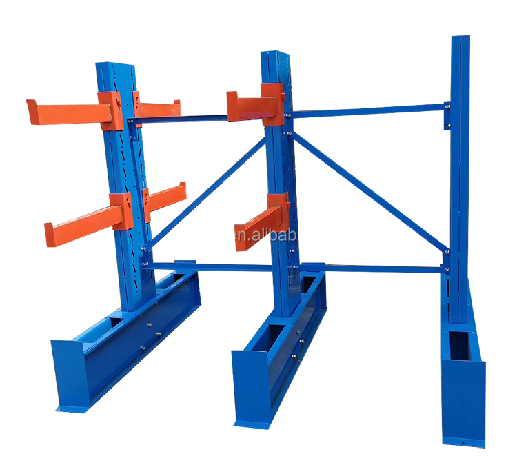 Wire Shelves Heavy Duty Steel Pipe Storage Long Arms Metallic Double Side Cantilever Racking