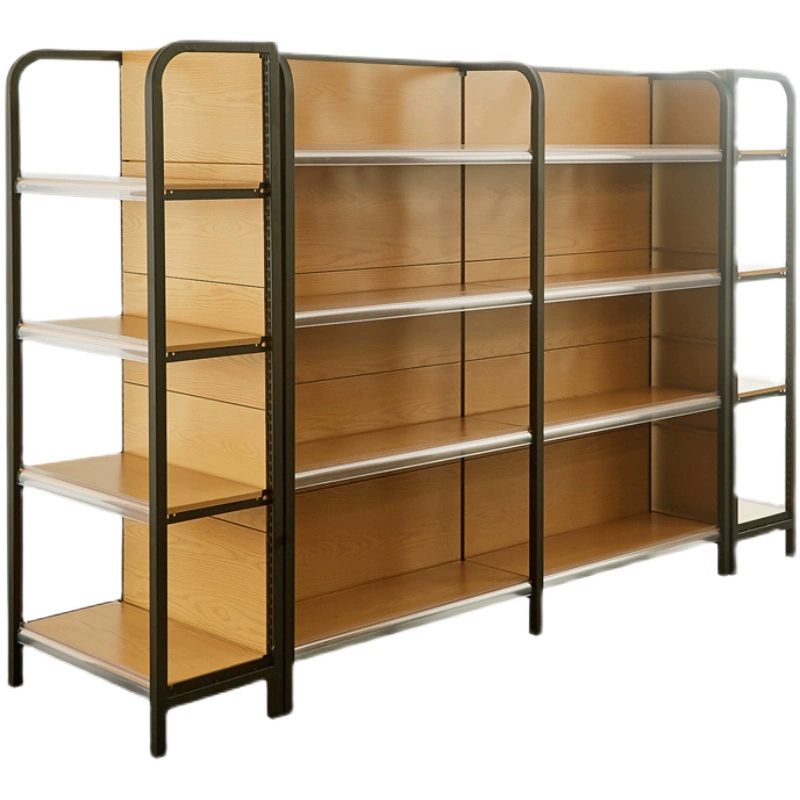 Guichang Supermarket Shelf White Gray Custom Wood Grain Color Square Upright Load-bearing Stronger