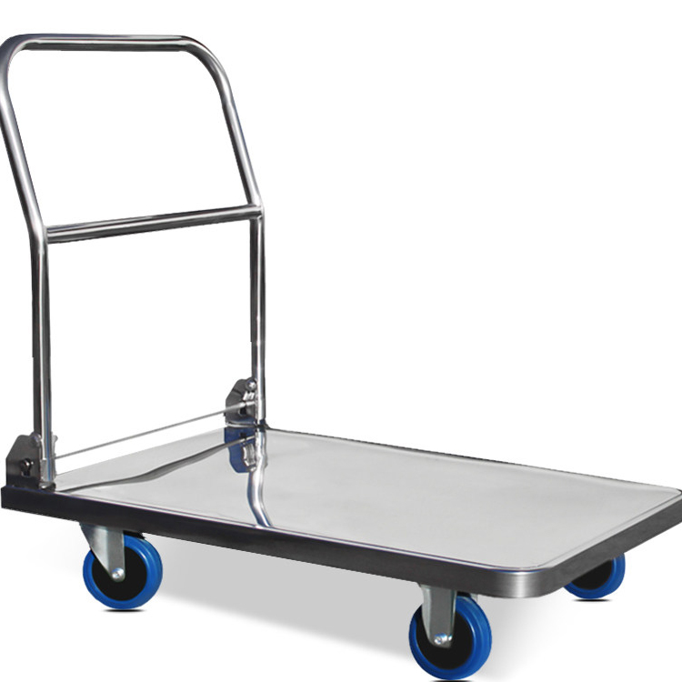 Trolley Pull Cargo Mute Trolley Flatbed Truck Handling Board Cart Trailer Shopping Trolley Lightweight Plastic Folding