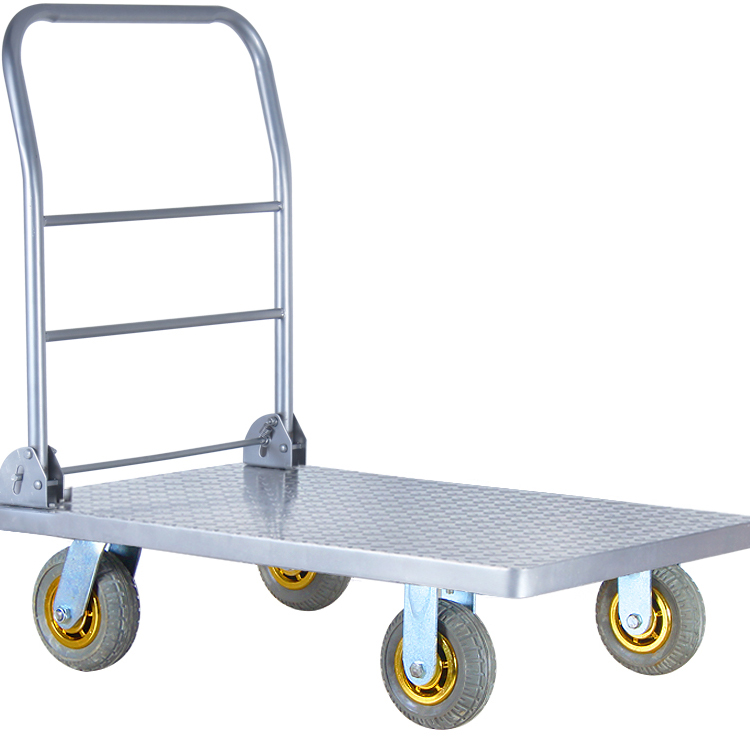 Guichang Flatbed Push Truck Thicken Trolley Trailer Household Small Pull Cart Pallet Truck Four-wheel Folding Trolley