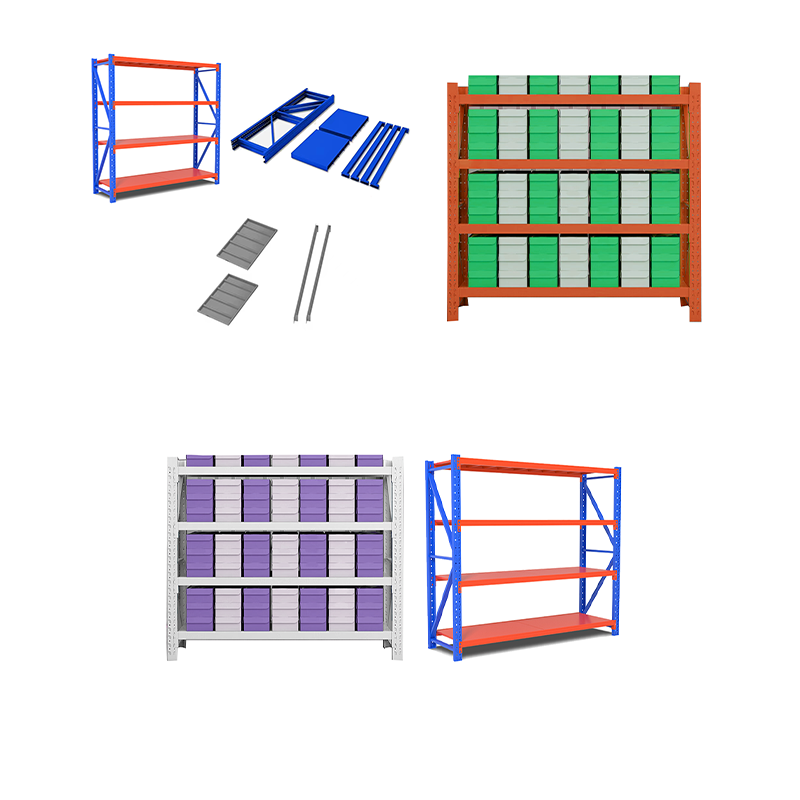 100,500KG 4-tier Metal Storage Rack, Blue Uprights & Red Steel Panels