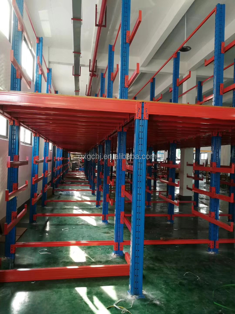 Wire Shelves Heavy Duty Steel Pipe Storage Long Arms Metallic Double Side Cantilever Racking