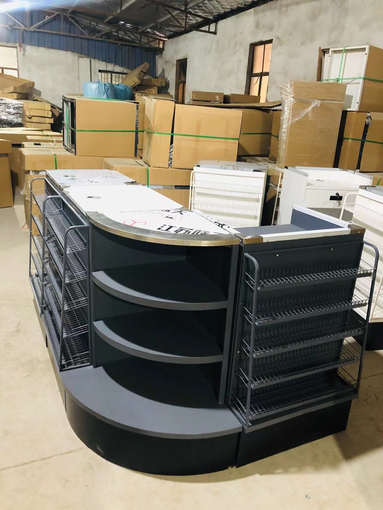 Guichang Metal Material Storage Rack Checkout Counter Candy Estantes Shelf Combination for Supermarket Use