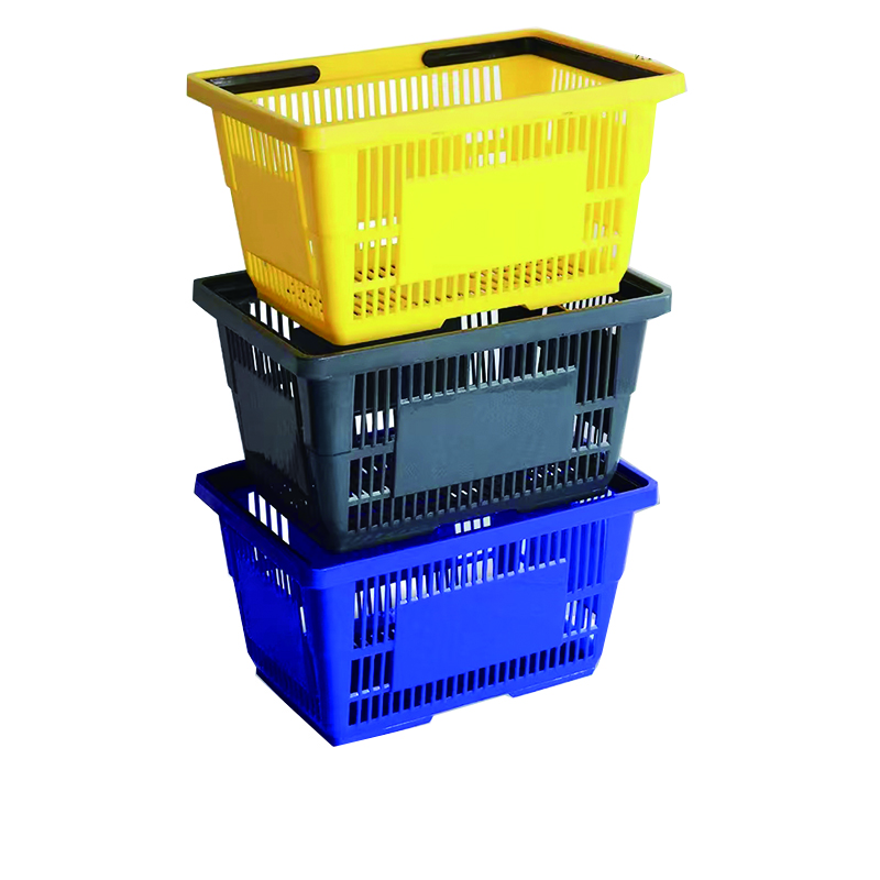 GuichangSnack Basket Plastic BasketMetal HandleThe Basket Is ThickenedPlastic Trolley Basket with Wheels