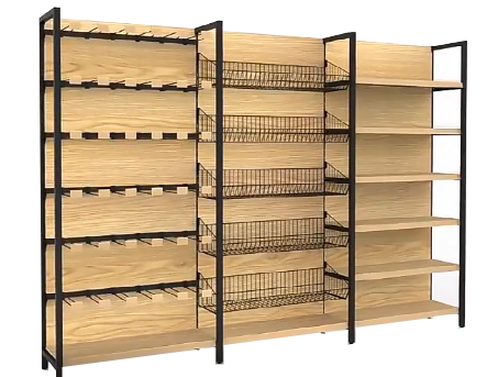 Guichang Miniso Shelving Supermarket End Shelf Display Shelf Wood Pattern