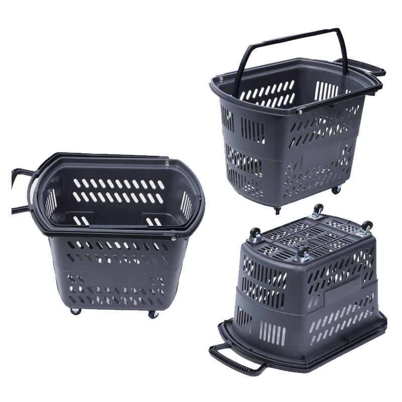 GuichangSupermarket Shopping Basket Fruit Picking BasketMetal HandlePlastic Portable Basket