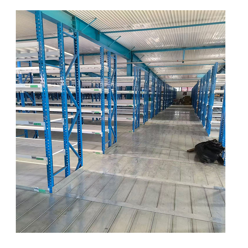 1000KG Heavy Duty Steel Platforms Warehouse Racking System with Blue Frame Orange Decks Industrial Storage Shelving