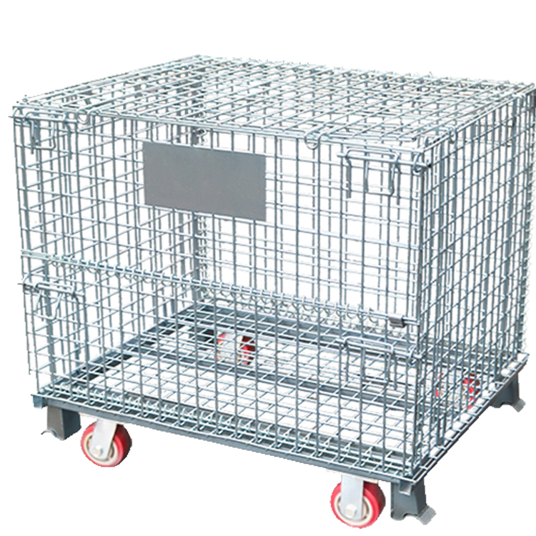 Storage Cage Folding Container Truck Rack Garbage Basket Material Box Iron Mesh Cage Commercial Iron Turnover Box