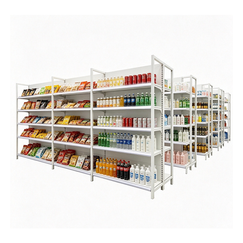 Gui Chang 40-80KG Yellow Wood Grain 4 Post Supermarket Shelf Gondola, Pharmacy Display Shelf