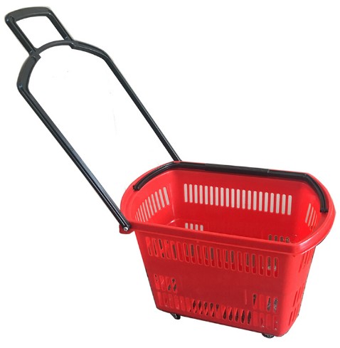 Guichang Four-wheeled Supermarket Railing Shopping Basket Portable Trolley  Plastic Large Shopping Blue Convenient Towing