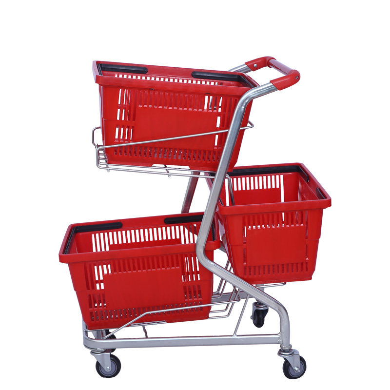 Guichang Supermarket Shopping Carts Medium-sized Household Grocery Shopping Trolleys Trucks Japanese-style Herringbone