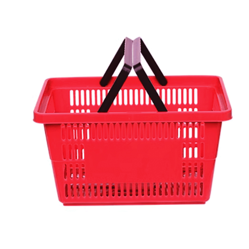 Guichang Guichang Supermarket Portable Shopping Basket with Metal Handle and Wheels Plastic Trolley Basket Estantes