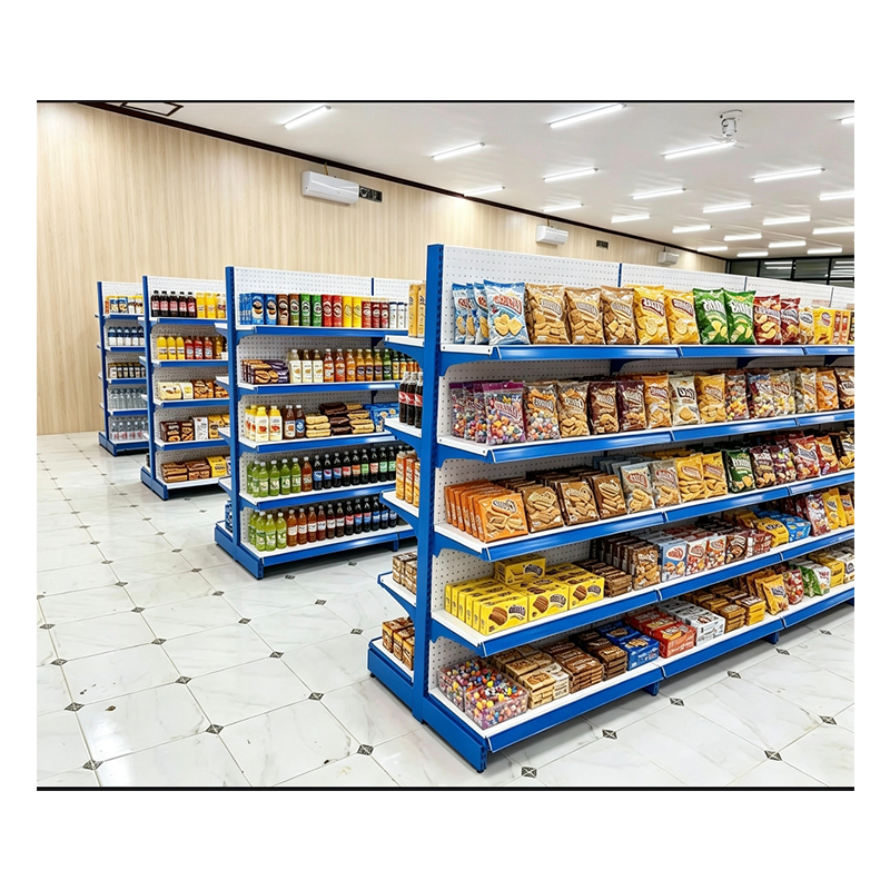 Gui Chang  Stylish Red White Retail Gondola Shelving Convenience Store Dry Goods Snack Display Shelves 40-60KG