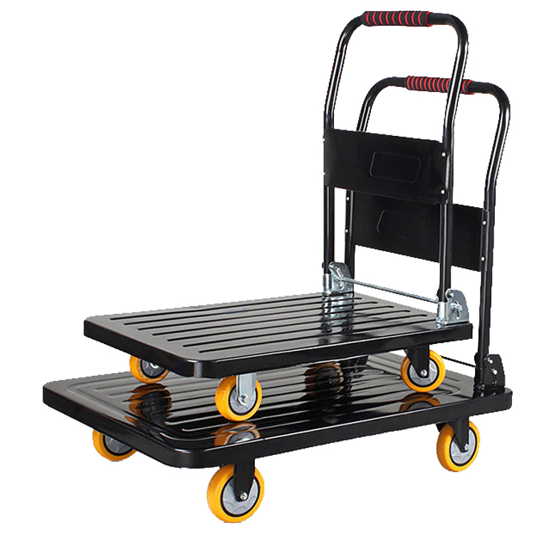Guichang Flatbed Push Truck Thicken Trolley Trailer Household Small Pull Cart Pallet Truck Four-wheel Folding Trolley