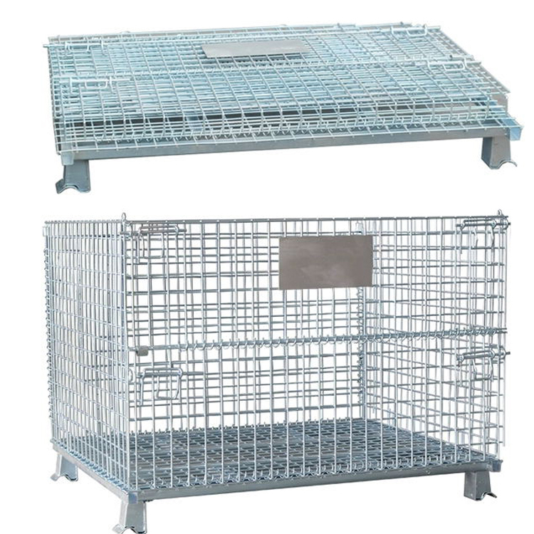 Storage Cage Folding Container Truck Rack Garbage Basket Material Box Iron Mesh Cage Commercial Iron Turnover Box