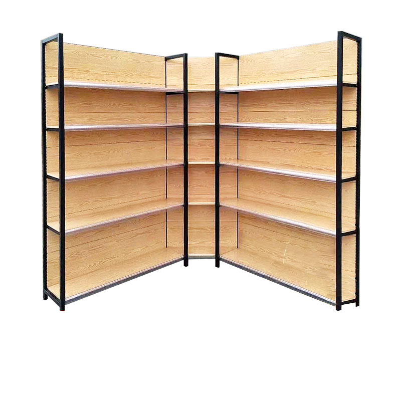 Guichang Corner Shelf Inside the Corner Outside the Corner for the Supermarket Shelf Four Column Wood Grain Supermarket