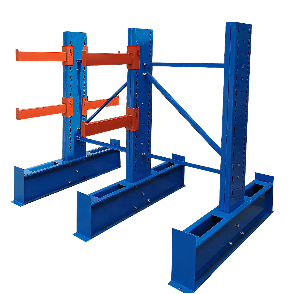 Wire Shelves Heavy Duty Steel Pipe Storage Long Arms Metallic Double Side Cantilever Racking