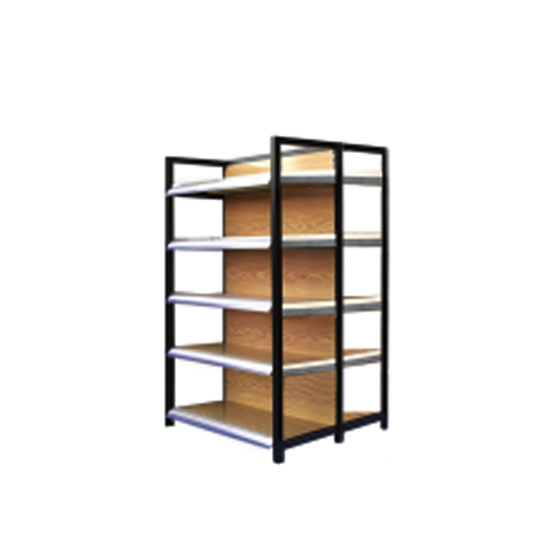 Gui Chang Wood Grain Surface Steel Grocery Store Retail Display Rack