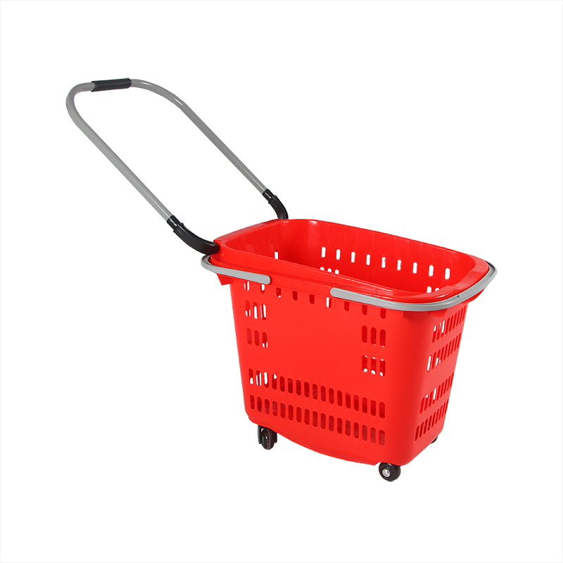 Guichang Wheeled Shopping Cart Shopping Basket Shopping Basket Plastic Food Basket Home Mini