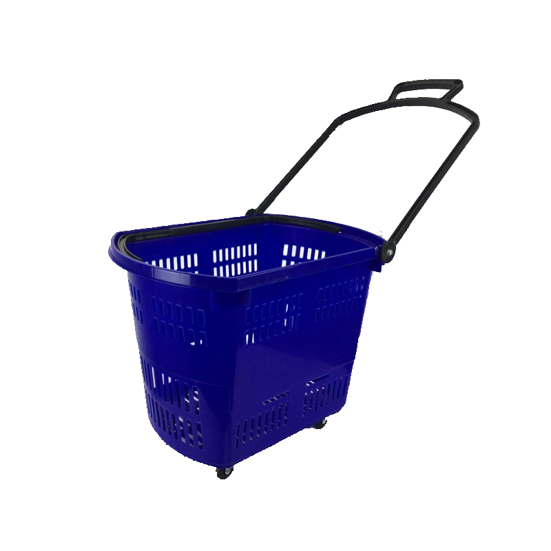 GuichangSnack Basket Plastic BasketMetal HandlePlastic Trolley Basket with WheelsThe Basket Is Thickened