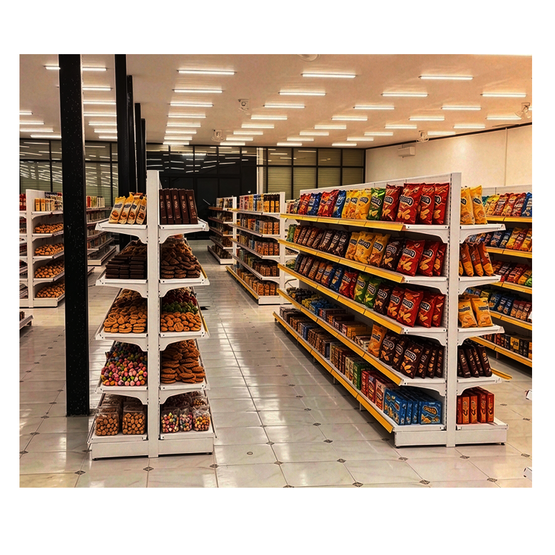 Gui Chang Double Modern New Design Durable Comfort Supermarket Gondola Snack Display Shelving