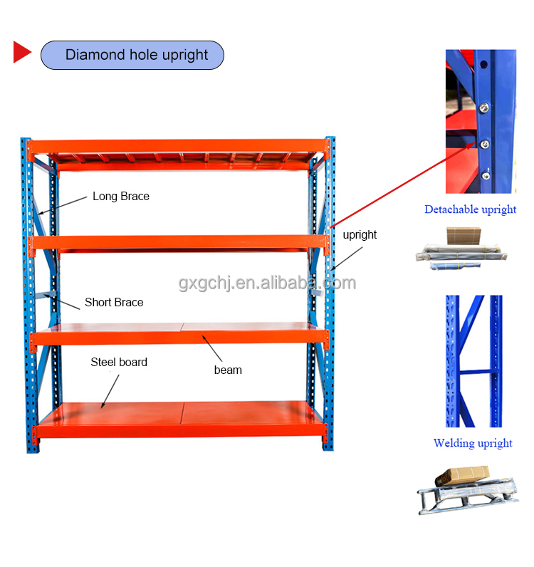 Guichang Heavy Duty Industrial Shelves Storage Rack Cargo Steel Warehouse Iron Metal Pallet Racking Stacking Shelves
