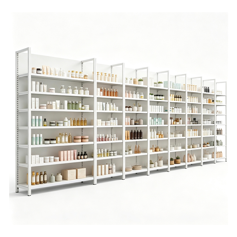 Gui Chang 40-80KG Yellow Wood Grain 4 Post Supermarket Shelf Double Sided Supermarket  Double Sided Supermarket